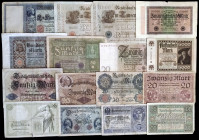 Alemania. 1906 a 1929. Lote de 16 billetes. A examinar. BC/MBC-.