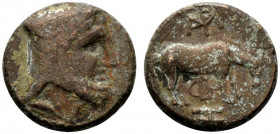 Kings of Cappadocia, Ariaramnes (c. 280-230 BC). Æ (15.5mm, 4.57g, 6h). Uncertain mint. Head of Ariaramnes r., wearing bashlyk. R/ Horse grazing r.; m...