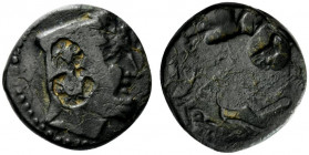 Kings of Cappadocia, Ariarathes III (c. 230-220 BC). Æ (17.5mm, 4.25g, 4h). Tyana. Head r., wearing bashlyk; 2 c/ms. R/ Horseman riding r.; [palm tree...