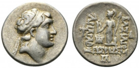 Kings of Cappadocia, Ariarathes V Eusebes Philopator (c. 163-130 BC). AR Drachm (17mm, 4.25g, 11h). Mint A (Eusebeia-Mazaka), year 33 (130/29 BC). Dia...