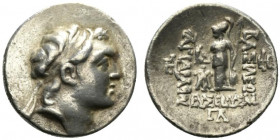 Kings of Cappadocia, Ariarathes V Eusebes Philopator (c. 163-130 BC). AR Drachm (17.5mm, 4.12g, 12h). Mint A (Eusebeia-Mazaka), year 33 (130/29 BC). D...