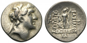 Kings of Cappadocia, Ariarathes V Eusebes Philopator (c. 163-130 BC). AR Drachm (18mm, 4.31g, 11h). Mint A (Eusebeia-Mazaka), year 33 (130/29 BC). Dia...