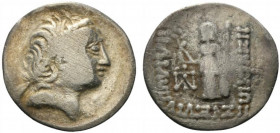 Kings of Cappadocia, Ariarathes V Eusebes Philopator (c. 163-130 BC). AR Drachm (19mm, 3.43g, 11h). Contemporary imitation. Diademed head r. R/ Athena...