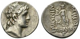 Kings of Cappadocia, Ariarathes VI Epiphanes Philopator (c. 130-116 BC). AR Drachm (17mm, 4.26g, 12h). Mint A (Eusebeia-Mazaka), year 3 (128/7 BC). Di...