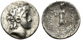 Kings of Cappadocia, Ariarathes VI Epiphanes Philopator (c. 130-116 BC). AR Drachm (15.5mm, 3.67g, 11h). Mint A (Eusebeia-Mazaka), year 15 (116/5 BC)....