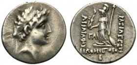 Kings of Cappadocia Ariarathes VII Philometor (c. 116-100 BC). AR Drachm (18mm, 4.12g, 12h). Mint A (Eusebeia-Mazaka), year 2 (115/4 BC). Diademed hea...