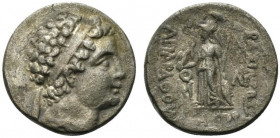 Kings of Cappadocia Ariarathes VII Philometor (c. 116-100 BC). AR Drachm (15.5mm, 3.63g, 10h). Mint B (Eusebeia under Mt. Tauros), year 7-10 (110-106 ...