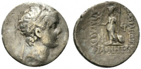 Kings of Cappadocia Ariarathes VII Philometor (c. 116-100 BC). AR Drachm (17.5mm, 3.59g, 12h). Mint C (Komana), year 11 (105/4 BC). Diademed head r. R...