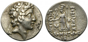 Kings of Cappadocia Ariarathes VII Philometor (c. 116-100 BC). AR Drachm (18.5mm, 3.60g, 12h). Mint C (Komana), year 12 (104/3 BC). Diademed head r. R...