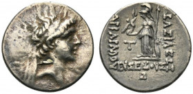 Kings of Cappadocia, Ariarathes VIII Eusebes Epiphanes (c. 100-95 BC). AR Drachm (18mm, 4.11g, 12h). Mint B (Eusebeia under Mt. Tauros), year 2 (99/8 ...