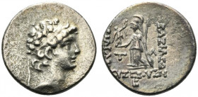 Kings of Cappadocia, Ariarathes VIII Eusebes Epiphanes (c. 100-95 BC). AR Drachm (18mm, 4.07g, 12h). Mint B (Eusebeia under Mt. Tauros), year 2 (99/8 ...