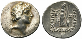 Kings of Cappadocia, Ariarathes IX (c. 100-85 BC). AR Drachm (19mm, 4.07g, 12h). Mint A (Eusebeia-Mazaka), year 3 (98/7 BC). Diademed head r. R/ Athen...