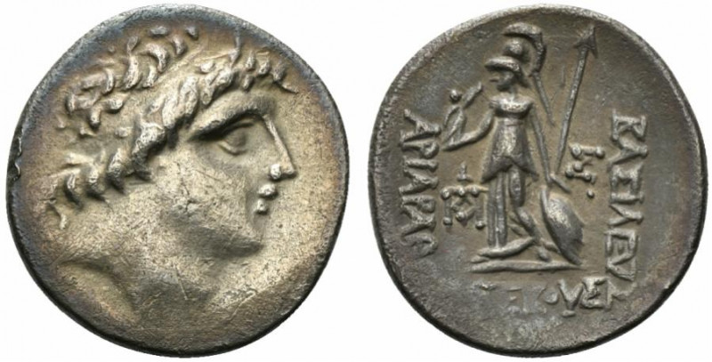 Kings of Cappadocia, Ariarathes IX (c. 100-85 BC). AR Drachm (18mm, 3.89g, 12h)....