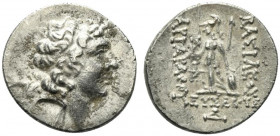 Kings of Cappadocia, Ariarathes IX (c. 100-85 BC). AR Drachm (18mm, 4.08g, 12h). Mint A (Eusebeia-Mazaka), year 4 (97/6 BC). Diademed head r., with th...