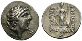 Kings of Cappadocia, Ariarathes IX (c. 100-85 BC). AR Drachm (17.5mm, 3.66g, 11h). Contemporary imitation. Mint A (Eusebeia-Mazaka), year 4 (97/6 BC)....
