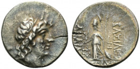 Kings of Cappadocia, Ariarathes IX (c. 100-85 BC). AR Drachm (18mm, 3.79g, 12h). Mint A (Eusebeia-Mazaka), year 12 (88/7 BC). Diademed head r., with t...