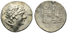 Kings of Cappadocia, Ariarathes IX (c. 100-85 BC). AR Drachm (18.5mm, 3.88g, 12h). Mint A (Eusebeia-Mazaka), year 13 (88/7 BC). Diademed head r., with...