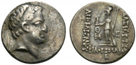 Kings of Cappadocia, Ariobarzanes I Philoromaios (95-63 BC). AR Drachm (17mm, 4.17g, 12h). Mint B (Eusebeia under Mt. Tauros), year 2 (94/3 BC). Diade...