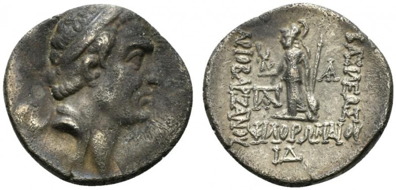 Kings of Cappadocia, Ariobarzanes I Philoromaios (95-63 BC). AR Drachm (18mm, 3....