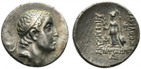 Kings of Cappadocia, Ariobarzanes I Philoromaios (95-63 BC). AR Drachm (17mm, 3.88g, 12h). Mint D (Ariaratheia), year 14 (83/2 BC). Diademed head r. R...