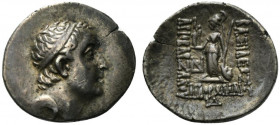 Kings of Cappadocia, Ariobarzanes I Philoromaios (95-63 BC). AR Drachm (18.5mm, 3.72g, 12h). Mint A (Eusebeia-Mazaka), year 14 (83/2 BC). Diademed hea...