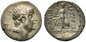 Kings of Cappadocia, Ariobarzanes I Philoromaios (95-63 BC). AR Drachm (17.5mm, 3.98g, 1h). Mint A (Eusebeia-Mazaka), year 22 (74/3 BC). Diademed head...