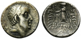 Kings of Cappadocia, Ariobarzanes I Philoromaios (95-63 BC). AR Drachm (16.5mm, 4.02g, 12h). Mint A (Eusebeia-Mazaka), year 29 (67/6 BC). Diademed hea...