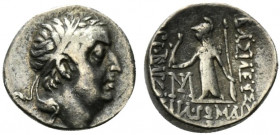 Kings of Cappadocia, Ariobarzanes I Philoromaios (95-63 BC). AR Drachm (16mm, 3.82g, 1h). Mint A (Eusebeia-Mazaka), year 30 (66/5 BC). Diademed head r...