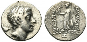 Kings of Cappadocia, Ariobarzanes II Philopator (63-52 BC). AR Drachm (17mm, 3.92g, 12h). Mint A (Eusebeia-Mazaka), year 7 (57/6 BC). Diademed head r....