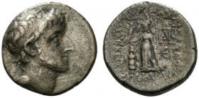 Kings of Cappadocia, Ariarathes X Eusebes Philadelphos (42-36 BC). AR Drachm (19mm, 3.61g, 12h). Mint A (Eusebeia-Mazaka), year 5 (37/6 BC). Diademed ...