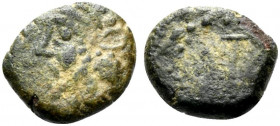 Kings of Parthia, Pakoros I (c. AD 78-120). Æ Chalkous (10mm, 1.21g, 12h). Ekbatana. Diademed head l. R/ Large symbol. Cf. Sellwood 78.16 (Vologases I...