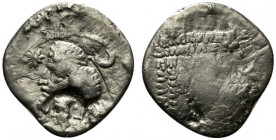 Indo-Parthians, Aria or Margiana. Tanlis Mardates, mid-late 1st century BC. AR Drachm (20mm, 3.09g, 12h). Countermarked drachm of Orodes II. Diademed ...