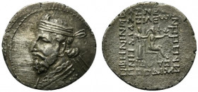 Indo-Parthians, Gondopharid Dynasty. Gondophares (c. 40-5 BC). AR Drachm (20mm, 3.23g, 1h). Uncertain mint in Seistan. Diademed and draped bust l. R/ ...