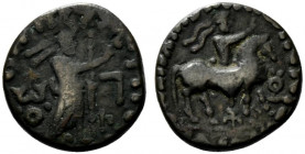 Indo-Parthians, Gondopharid Dynasty. Sases (Gondophares-Sases, c. AD 19/20-46). Æ Tetradrachm (20mm, 9.76g, 3h). Gandharan mint. Sases on horseback r....