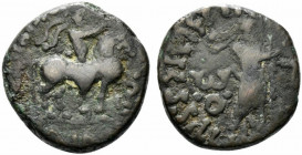 Indo-Parthians, Gondopharid Dynasty. Sases (Gondophares-Sases, c. AD 19/20-46). Æ Tetradrachm (20mm, 9.63g, 8h). Gandharan mint. Sases on horseback r....