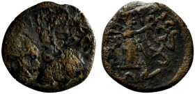 Indo-Parthians, Gondopharid Dynasty. Sarpedones (ca. AD 50-65) or Orthagnes (Gondophares-Gadana, c. 1 BC-AD 20/30). Æ Tetradrachm (23.5mm, 9.41g, 3h)....