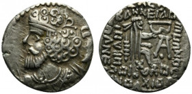 Indo-Parthians, Gondopharid Dynasty. Pakores (mid-late 1st century AD). AR Drachm (19mm, 3.53g, 11h). Uncertain mint in Seistan. Diademed and draped b...