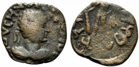 India, Kushan Empire. Kujula Kadphises (c. AD 50-90). Æ Tetradrachm (19mm, 5.22g, 12h). Diademed and draped bust r. R/ Herakles standing l., holding c...