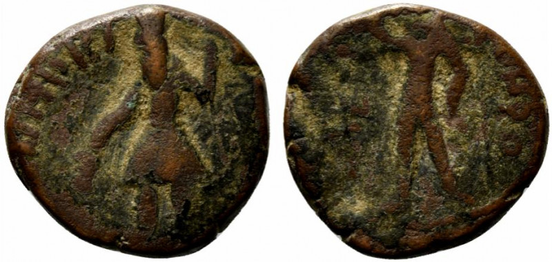 India, Kushan Empire. Kanishka I (c. AD 127-151). Æ Tetradrachm (25.5mm, 16.48g,...