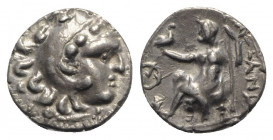Celtic, Eastern Europe, c. 3rd century BC. AR Drachm (17mm, 3.72g, 12h). Imitating Alexander III of Macedon, Chios mint. Head of Herakles r., wearing ...