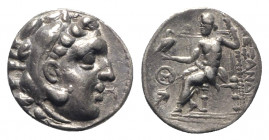Celtic, Eastern Europe, c. 3rd century BC. AR Drachm (16mm, 3.87g, 1h). Imitating Alexander III of Macedon, Chios mint. Head of Herakles r., wearing l...