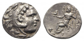 Celtic, Eastern Europe, c. 3rd century BC. AR Drachm (17mm, 3.94g, 12h). Imitating Alexander III of Macedon, Chios mint. Head of Herakles r., wearing ...