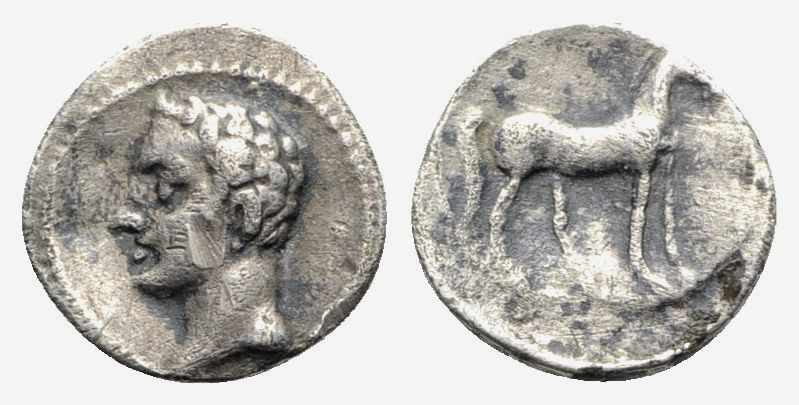 Spain, Punic Iberia, Carthago Nova, c. 237-209 BC. AR 1/4 Shekel (14mm, 1.84g, 1...