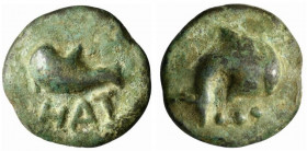 North-Eastern Italy, Hatria, c. 275-225 BC. Cast Æ Teruncius (45mm, 77.86g, 6h). Dolphin or fish r.; HAT above. R/ Skate r. Vecchi, ICC 239; HNItaly 1...