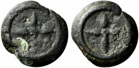 Etruria, Uncertain inland mint, c. 300-250 BC. Cast Æ Uncia (25mm, 14.25g). Wheel of four spokes; pellet in centre. R/ Wheel of four spokes; pellet in...