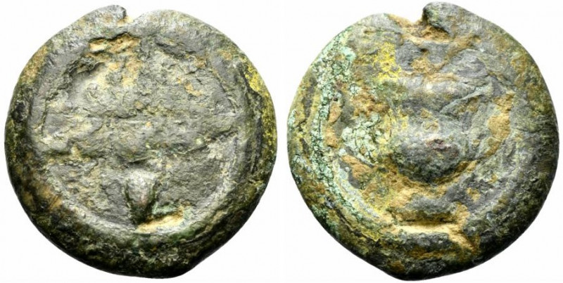 Etruria, Uncertain Inland mint, c. 240-225 BC. Cast Æ Uncia (27mm, 16.10g). Four...