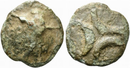 Northern Apulia, Venusia, c. 275-225 BC. Cast Æ Teruncius (42.5mm, 84.58g, 12h). Shell. R/ Three crescents. Vecchi, ICC 352; HNItaly 708. Rare, Good F...