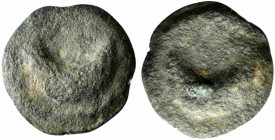 Northern Apulia, Venusia, c. 275-225 BC. Cast Æ Semuncia (26mm, 12.64g, 12h). Crescent. R/ Crescent. Vecchi, ICC, 354; HNItaly 710. Green patina, near...
