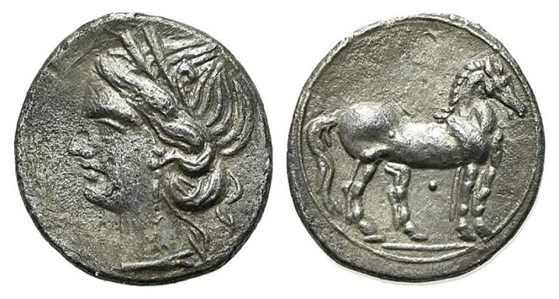 Bruttium, Carthaginian occupation, c. 216-211 BC. AR Quarter Shekel (14.5mm, 1.8...