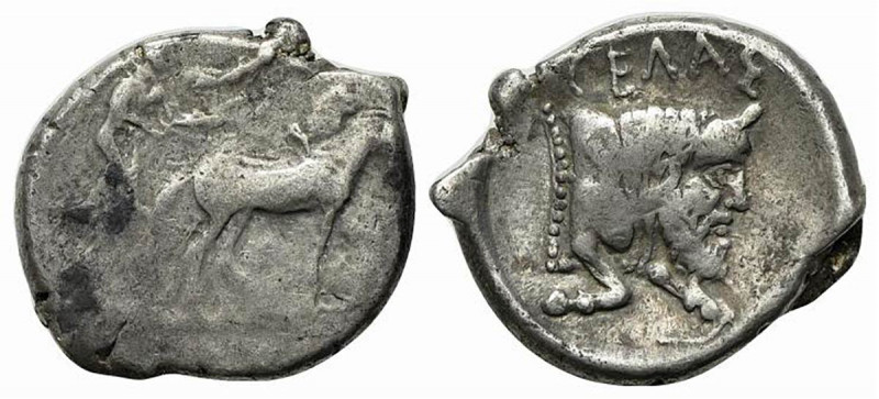 Sicily, Gela, c. 480/75-475/70 BC. AR Tetradrachm (27mm, 17.61g, 1h). Charioteer...